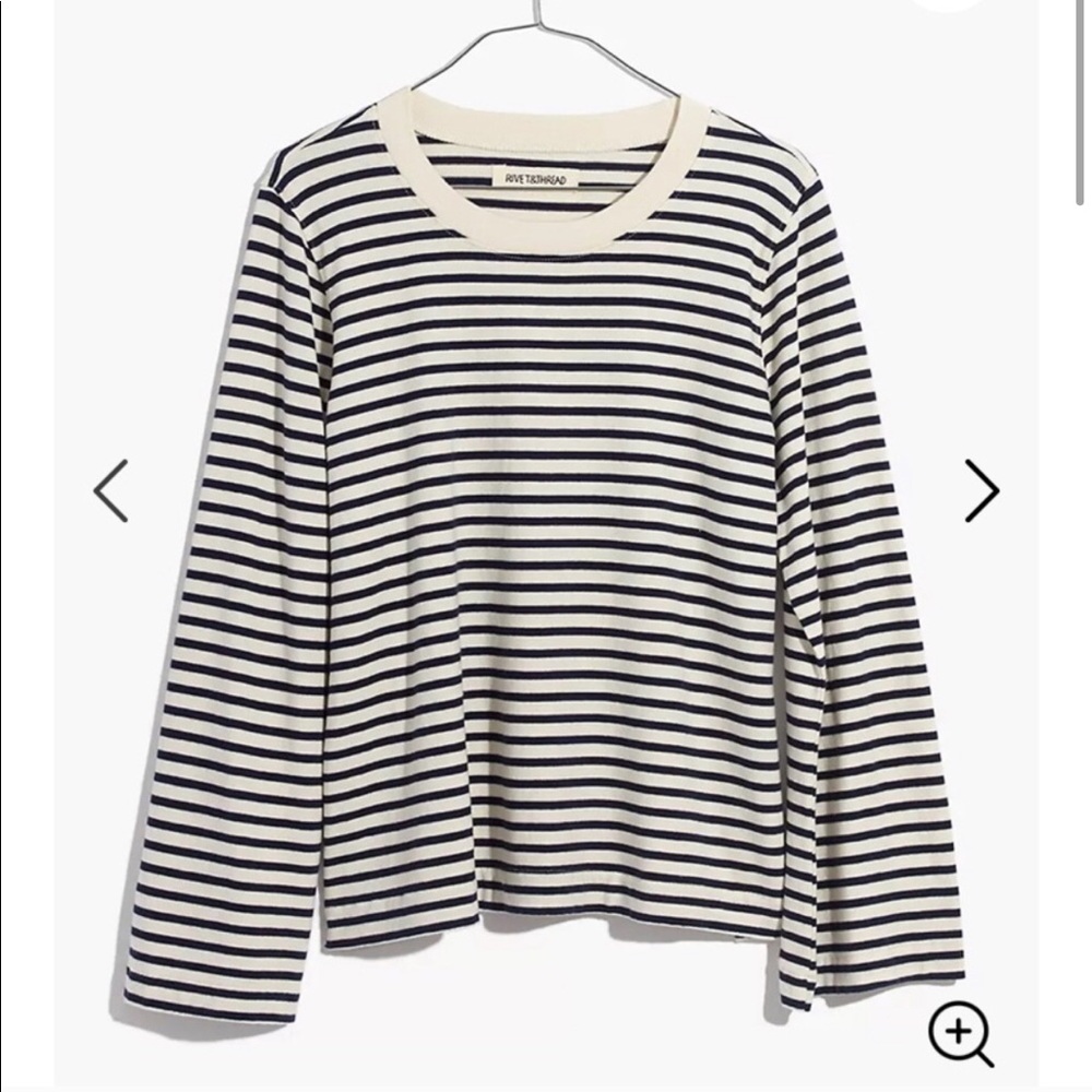 ISO Rivet & Thread Bell-Sleeve Striped Tee